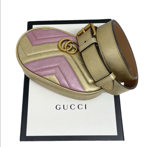 Gucci Handbags - Gucci GG Marmont Gold Fanny Pack Waist Belt Bag